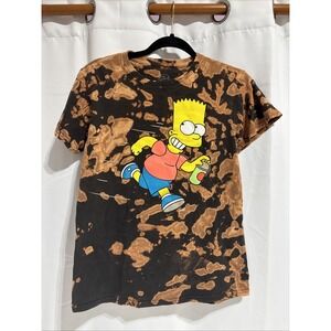 The Simpsons Bart Tee Shirt Size S Black Tye Dye Sorry Or Whatever Unisex Tshirt